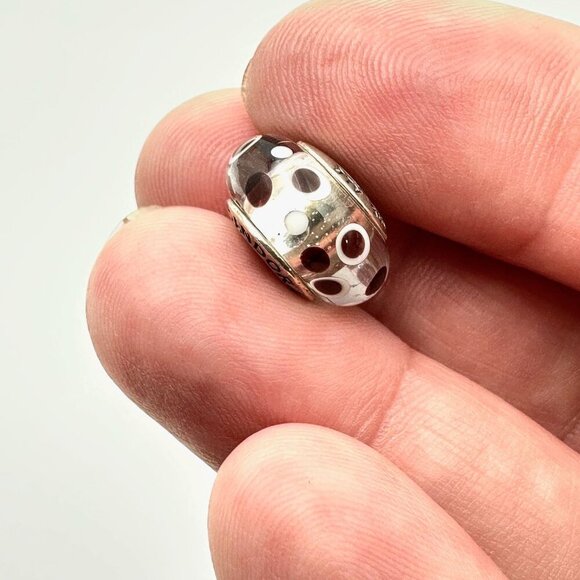 Pandora Polka Dot Murano Glass Charm 925 ALE Sterling Silver - Picture 3 of 4